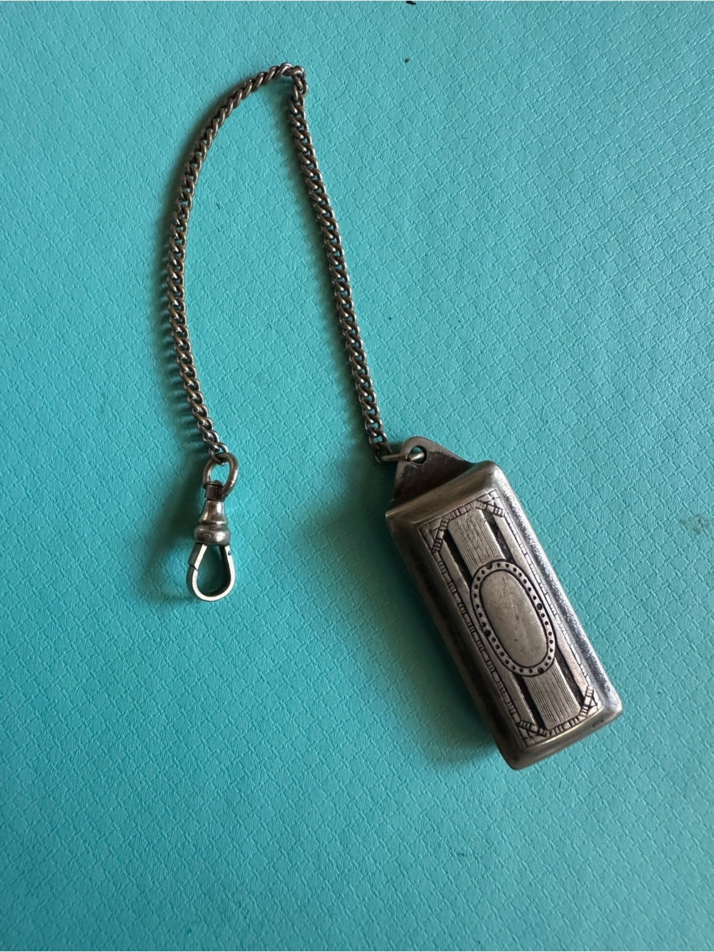 Art Deco True Silverplate Beltorama Watch Fob Chain